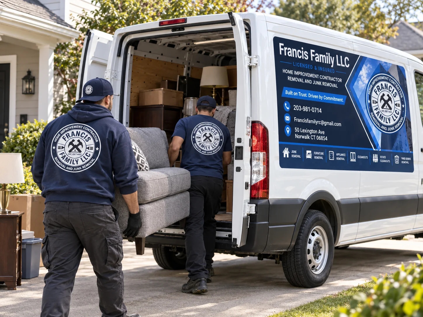Illustration of Francis Family branded residential furniture hauling