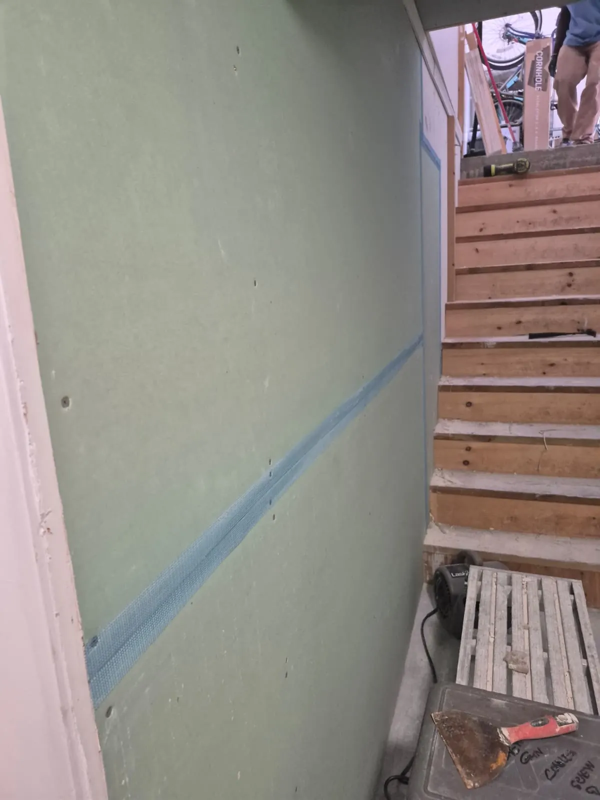 Freshly refinished exterior entry steps