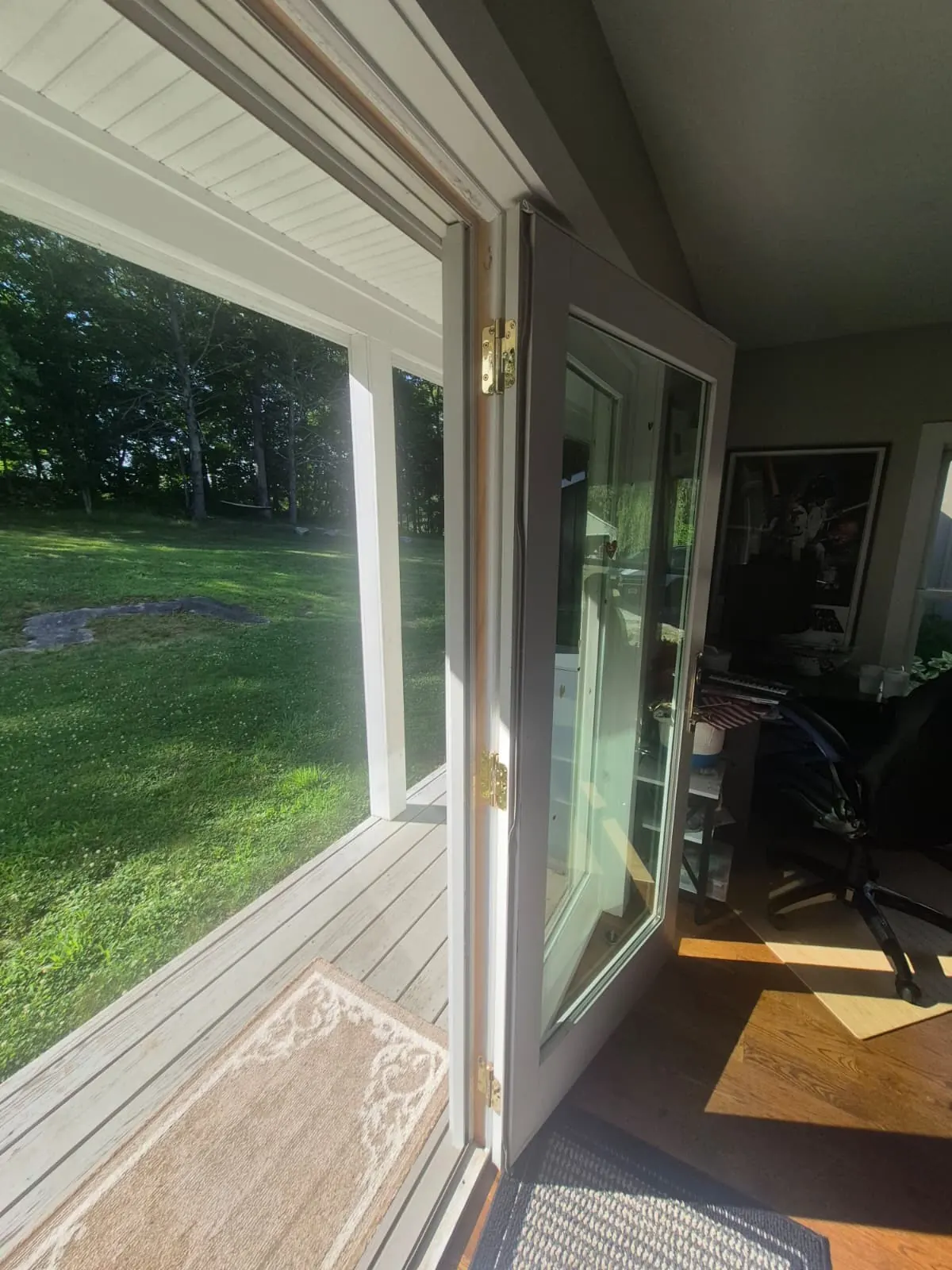 Window and door finish work in a completed interior