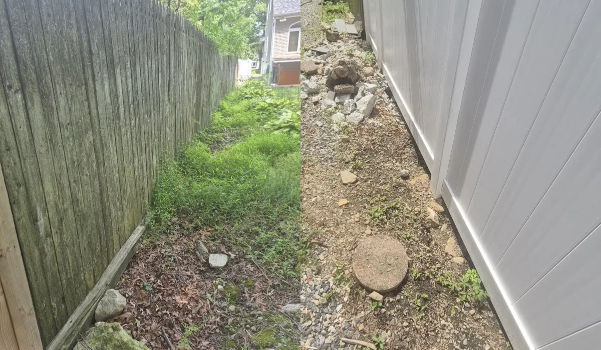 Fence removal and replacement — before / after