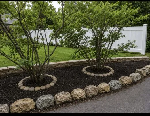 Planting bed with stone edging